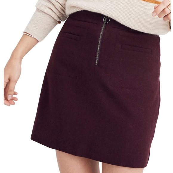 Madewell Dresses & Skirts - Madewell Burgundy Fireside Wool Mini Skirt Plus 24